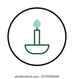 Um ícone de vela minimalista com um design elegante que simboliza paz, esperança e tranquilidade. A iluminação suave que proporciona torna-o uma representação adequada da espiritualidade e da calma. Ele pode