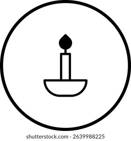 Minimalist candle icon within a circular frame offering a sense of calm and peace