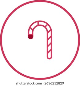 Minimalist Candy Cane Icon: Festive Design for Holiday Season and Celebrations