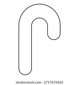 Minimalist Candy Cane Line Icon - Christmas Sweet Outline Vector Illustration for Holiday Design