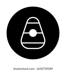 Ilustración vectorial de maíz de caramelo minimalista en un círculo negro para diseños y artesanías temáticas de halloween