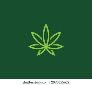 Minimalist cannabis leaf logo featuring a geometric marijuana leaf icon, symbolizing medical CBD and organic hemp. Ideal for healthcare brands, legal marijuana dispensaries, or wellness products. Vector illustration