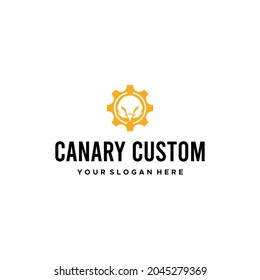 minimalist CANNARY CUSTOM gear bird logo design
