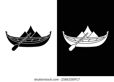 Minimalist Canoe Icon. Clean Glyph Illustration