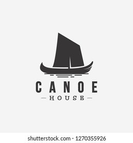 Minimalist Canoe logo icon vector template on white background