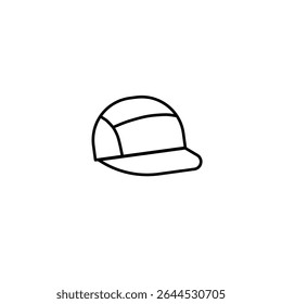 Minimalist cap line art. Simple and clean outline. Icon design in monochrome colours. For mock up clothing line, fashion design, fashion business. Vector illustration