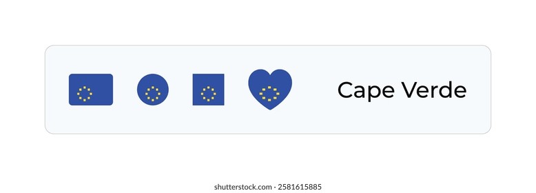 Minimalist Cape Verde Flag Icons. Rectangular, Square, Circular, Heart Designs for UI-UX, Web and Print