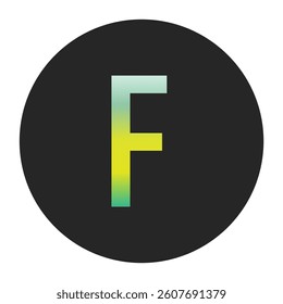 Minimalist Capital Letter F with Green and Yellow Gradient on a Black Circle Symbolizing Sustainability and World Environment Day