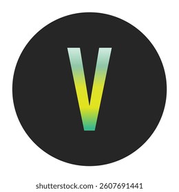 Minimalist Capital Letter V with Green and Yellow Gradient on a Black Circle Symbolizing Sustainability and World Environment Day