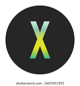 Minimalist Capital Letter X with Green and Yellow Gradient on a Black Circle Symbolizing Sustainability and World Environment Day