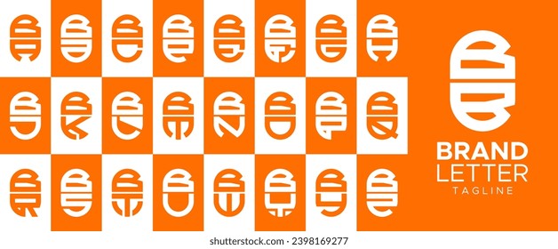 Minimalist capsule letter B BB logo design set.