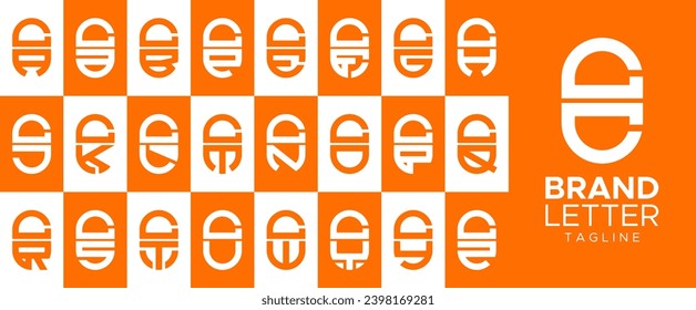 Minimalist capsule letter C CC logo design set. 