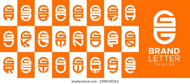 Minimalist capsule letter G GG logo design set.