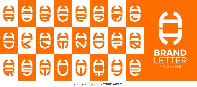 Minimalist capsule letter H HH logo design set.