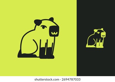 Diseño minimalista del logotipo de Capybara: ícono simple de Vector animal para la identidad de marca, mascota y vida silvestre