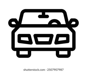 Minimalist car front view icon, ideal for automotive, transportation, and rental services. Vector illustration. Editable stroke.