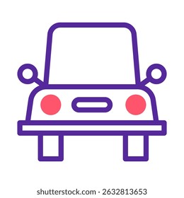 Minimalist car icon design featuring clean lines and vibrant color accents