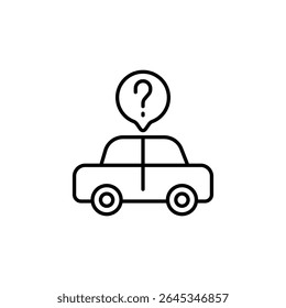 Minimalist Car Icon With Question Mark, Representing Vehicle Problems