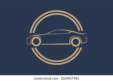 Minimalist car logo graphic vector illustration in a circle, perfect for modern branding.