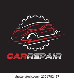 Minimalist car repair logo design template. Car repair service logo