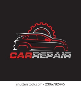 Minimalist car repair logo design template. Car repair service logo