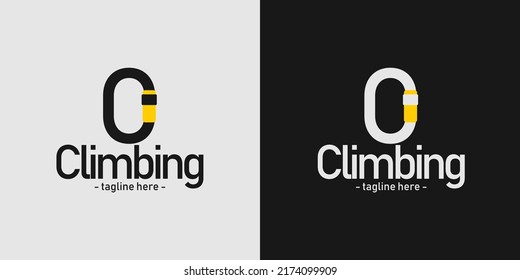 logotipo de escalada de carabinero minimalista con mancha amarilla en oscuridad y luz