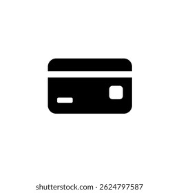 Minimalist card icon widget. Simple and clean filled icon in black. For icon interface, desktop, web and mobile apps. Vector illustration