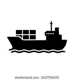Minimalist Cargo Ship Silhouette vector illustration