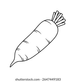 Minimalist Carrot Outline - Hand-Drawn Root Vegetable Vector for Organic Farming and Vegan Food Art