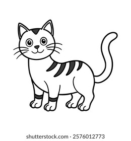 Minimalist cartoon cat in playful vector illustration