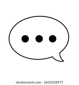 Minimalist Cartoon Chat Bubble with Three Dots.  Vector Messaging Icon