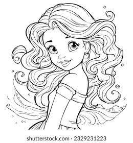 Caricatura minimalista libro de coloración de princesas