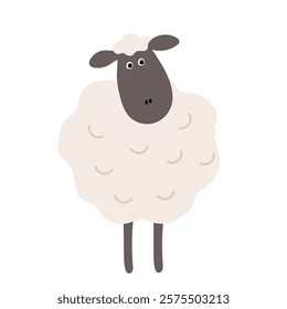 Minimalist Cartoon Sheep Illustration with a Playful Expression