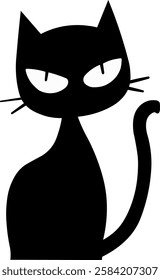 A minimalist cartoon style black cat