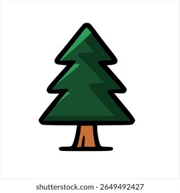 Minimalist cartoon tree with large round leaves and thick trunk, great for children’s forest illustrations.