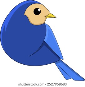 A minimalist cartoon-style logo featuring a blue bird with a beige face and a sleek design, ideal for branding or creative projects