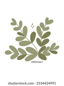 Ilustración vectorial minimalista de estilo de dibujos animados de una rama verde frondosa, perfecta para diseños ecológicos y proyectos temáticos de naturaleza