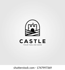 minimalist castle vintage logo vector illustration design