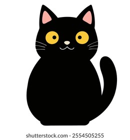 a minimalist cat and clean illustration of a black color.