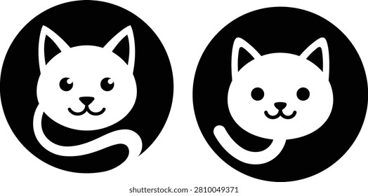 Minimalist cat face circular