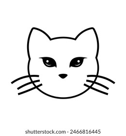 Minimalist Cat Face.  clean lines for the face and whiskers, and bold, stylized eyes.