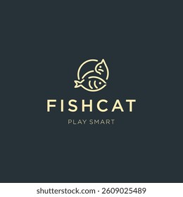 Minimalist Cat and Fish Line Art Logo – A playful cat and fish in clean line art style.