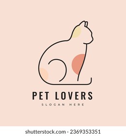 minimalist cat friendship animal adorable mammal veteranian pet shop logo design vector graphic illustration