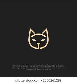 Minimalist cat head logo with sleek lines and a simple design. Perfect for branding, pet shop businesses, or contemporary design projects.