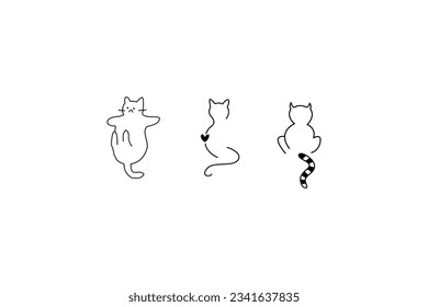 diseño minimalista de ilustraciones de gatos, diseño de líneas de gatos, arte abstracto de gatos