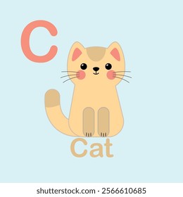 Minimalist Cat Illustration for Kids Alphabet