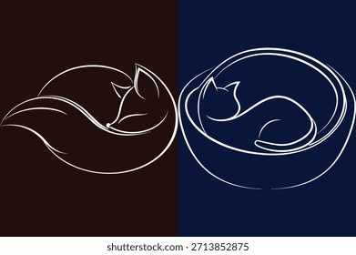 Ilustraciones de gato minimalista sobre fondos de colores
