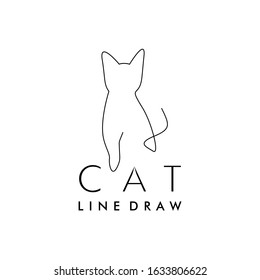Minimalist Cat Line Draw. Simple Silhouette Cat.