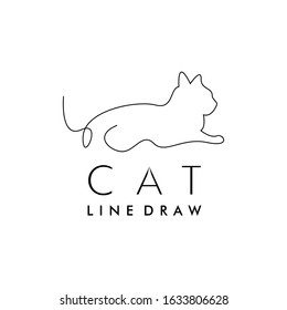 Minimalist Cat Line Draw. Simple Silhouette Cat.
