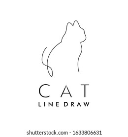 Minimalist Cat Line Draw. Simple Silhouette Cat.